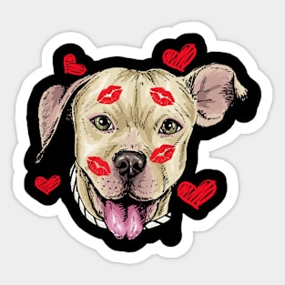 Cute Pitbull Dog Hearts Funny Valentine's Day Design Sticker